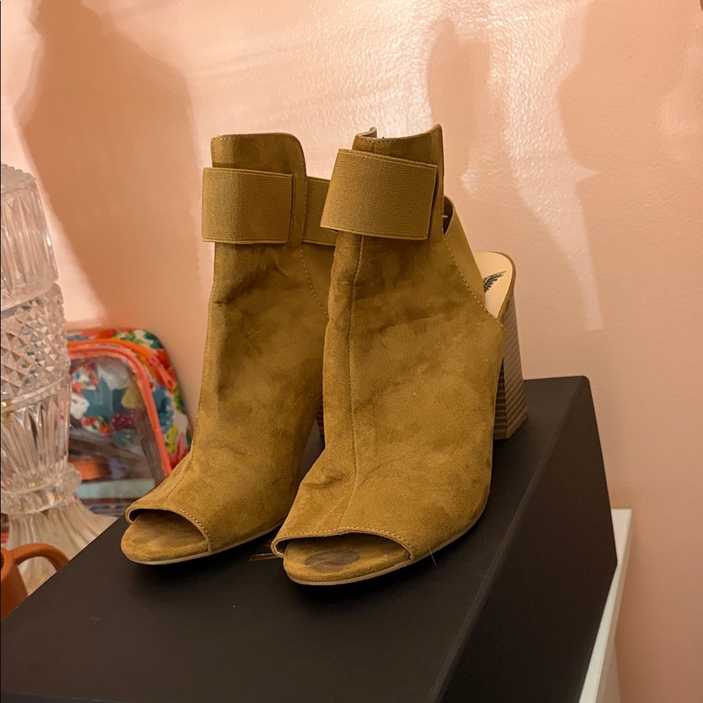 Penny Loves Kenny Suede Peep-Toe Ankle Wedges